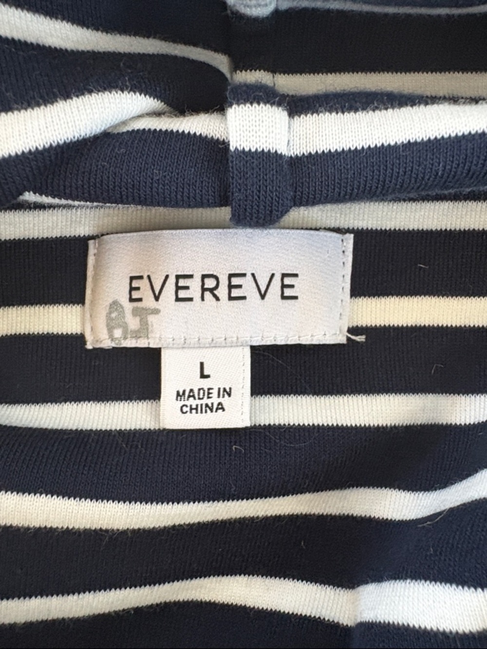 Evereve Mia blue and white stripe hoodie 3/4 sleeve slight crop drop shoulder - Picture 14 of 16